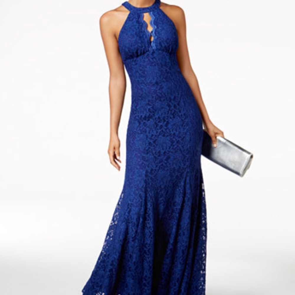 Nightway Lace Keyhole Dress